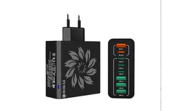 150W 8-port fast charging charger&comma; European standard black