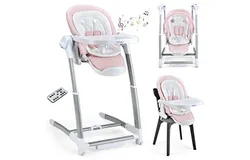 3 in 1 Baby High Chair&comma; Electric Baby Swing&comma; Infant Dining Booster Seat with Remote Control&comma; One-Hand Removable Tray&comma; Double Cushion&comma; Multifunction Highchair for Toddlers