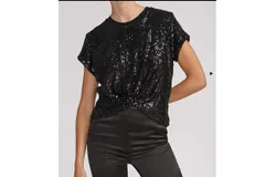 Generation Love Bora Sequin Top In Black