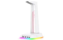 ONIKUMA ST-2 RGB Headphone Stand With 3 USB 2&period;0 HUB Ports&comma;3&period;5mm AUX Headsets Holder For Gamers Gaming Computer Desk Accessories-white
