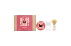 The Life Shaver Essential Shaving Kit - Black Pomegranate by Men Rock for Men - 3 Pc 3&period;5oz Shave Cream - Black Pomegranate&comma; Synthetic Shaving Brush&comma; Clear Drip Stand