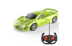 Children&apos;s four-way remote control car wireless lights battery remote control car electric toy racing car toy sports car model boys（Fluorescent Green）