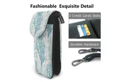 Summer Ocean Ombre Blue Coral Pu Leather Crossbody Phone Bag Card Slots Flip Phone Purse With Adjustable Strap 7&period;6x4&period;9inch