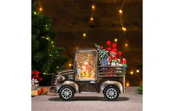 Christmas Snow Globe Lantern-Santa in Musical Train &ZeroWidthSpace;LED Glittering Battery Operated & USB Operated Music Box for Christmas Home Decoration and Gift-Christmas snowman
