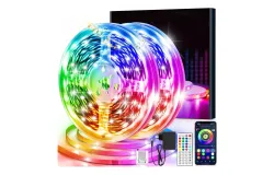 20M Led Lights for Bedroom&comma; Bluetooth Smart APP Control 3535 RGB Color Changing Led Strip Lights with Remote Control and Power Adapter Led Lights for Room Kitchen Party Home Decoration