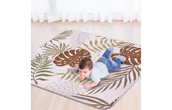 Green Plant Theme Portable Baby Play Mat&comma; 43 x 43 Inch Washable Foldable Crawling Mat&comma; Non Slip Playmat for Babies&comma; Kids Play Mats Pad for Floor Playpen Toddler Infants Tummy Time Activity