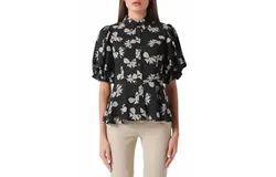 Gracia Peplum Hem Blouse In Black&sol;beige