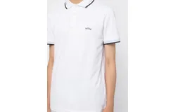Hugo Boss Men Paul Curved NCSA White Pique Short Sleeve Polo T-Shirt