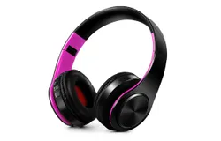 Wireless Bluetooth Headphones Stereo Bluetooth 4&period;0 Headsets MP3 Player TF Card FM Radio 3&period;5mm Wired Earphone Hands-free w&sol; Mic Purple Compatible with iPhone 6S 6S Plus Samsung S6 S5 Note 6 5 Laptop
