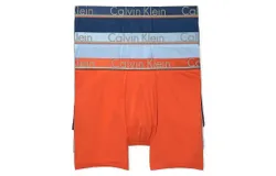 Calvin Klein Men&apos;s 3 Underwear Comfort Microfiber Boxer Briefs In Rapid Blue&sol;estate Blue&sol;oriole
