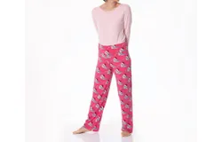 Kickee Long Sleeve Tee & Pajama Pants Set In Winter Rose Holiday Sharks
