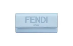 Fendi Roma Light Blue Smooth Calf Leather Continental Flap Wallet