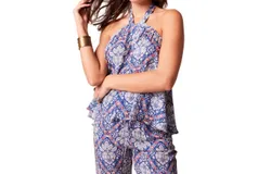 Band Of The Free Carmen Halter Top In Blue Egret