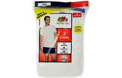 Fruit of the Loom White 3 Man&apos;s Crews&sol;tee Shirts Bloopers Slightly Imperfect &lpar;XL&rpar;