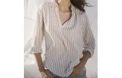 Trovata Courtney Henley Top In Oyster Stripe