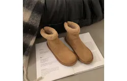 ZIYAN Versatile snow boots shoes for women new autumn and winter thick velvet cotton shoes warm short boots mid-calf Martin boots