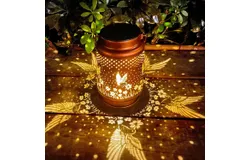 2 Pack Solar Lanterns Outdoor Waterproof&comma; Butterfly Rose Garden Decor Birthday Gifts for Women Mom Grandma Hanging Solar Lights Metal Solar Decoration Outside for Yard&comma; Patio&comma; Lawn&comma; Pathway-Hummingbird-A