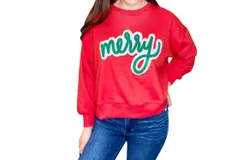 Mary Square Merry Sweatshirt In Red