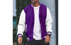 Men&apos;s Fashion Varsity Jacket Causal Slim Fit Cotton Letterman Baseball Bomber Jackets