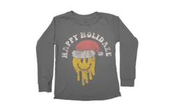 Tiny Whales Kid&apos;s Happy Holidaze Long Sleeve Tee In Vintage Black