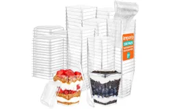 5oz Plastic Dessert Cups with Lids and Spoons - Appetizer Cups for Pudding&comma; Parfait&comma; Ice Cream&comma; and Cocktails&comma; BPA-Free&comma; Clear Reusable Serving Cups&comma; Elegant Design&comma; Pack of 300