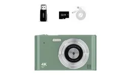 2025 Digital Camera&comma; Kids Camera1080P&comma; Vlog Camera with 64GB Card&comma;16X Zoom Anti Shake&comma; Card Reader&comma; 44MP Compact Portable Small Point Shoot Camera &comma;Green