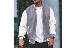 Men&apos;s Fashion Varsity Jacket Causal Slim Fit Cotton Letterman Baseball Bomber Jackets