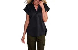 Claridge &plus; King Cap Sleeve Blouse In Black