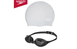 Speedo flying fish series high definition wide field of view professional anti-fog swimming equipment swimming goggles swimming cap black&sol;grey