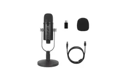USB Microphone Kit&comma; Metal Condenser Microphone Podcast Microphone Kit with Noise Canceling and Headphone Monitoring for Streaming Recording&comma; MacOS&comma; Windows&comma; Type-C Phones