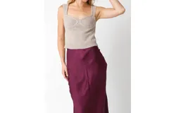 Olivaceous Bustier Sweater Top In Taupe
