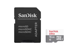 SanDisk 16GB Ultra UHS-I microSDHC Memory Card with SD Adapter