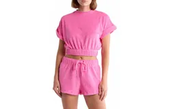 Elan Terry Top In Hot Pink