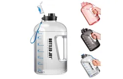 Water Bottle&comma; BOTTLED JOY 1 Gallon Sports Water Bottle with Time Markings and Reusable&comma; 128 Oz Leakproof DUNDUN Water Bottle BPA-Free&comma; Flip Top for Sports&comma; Cycling&comma; Camping