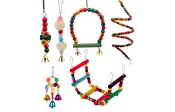 6 Pcs Bird Parrot Toys&comma; Bird Swing Toy Colorful Chewing Hanging Hammock Swing Simple Bell Small String Bird Toys for Parrots&comma; Conure