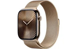 Apple Watch Series 10 &lbrack;GPS &plus; Cellular 46mm case&rsqb; Smartwatch with Gold Titanium Case with Gold Milanese Loop - M&sol;L&period; Fitness Tracker&comma; ECG App&comma; Always-On Retina Display&comma; Carbon Neutral