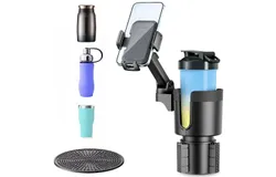 GeRRiT Cup Holder Expander for car with Phone Holder&comma; Expanding Design&comma; Black &lpar;Phone Holder&rpar;