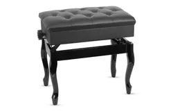 Piano Bench Wooden Height Adjustable Stool Heavy Duty Keyboard Seat with Storage - BLACK