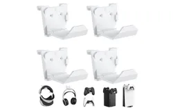 4 Pack Controller Wall Mount for  Xbox&comma; PS5&comma; Switch Controller&comma; Wall Mount Stand for Controller&Headset&comma; Adhesive&sol;Screws Installation &lpar;White&rpar;