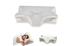 Neck Pillow&comma; Memory Foam Neck Pillows&comma; Restrelief Premium Ergonomic Pillow&comma; Contour Relief Pillow&comma; Memory Foam Ergonomic Pillows for Sleeping &lpar;White&sol;Gray&rpar;