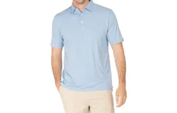 Tasc Cloud Polo Brookline Stripe Polo In Polar Heather&sol;white
