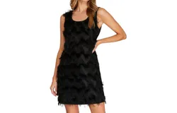 She &plus; Sky Chevron Fringe Dress In Black