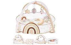 6-in-1 XL Large Baby Gym & Ball Pit&comma; Play Mat & Play Gym&comma; Combination Baby Activity Gym with Milestone Cards for Sensory Exploration and Motor Skill Development&comma; Balls are not Included