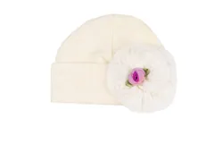 Haute Baby Newborn Girls Lacy Lilac Cap In Ivory&sol;lavender