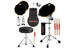 5 Core Drum Throne Adjustable Guitar Stool Padded Seat &plus; Drum Practice Pad Snare Drumming Stand
