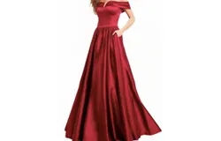 Jovani Off The Shoulder Ballgown In Burgundy