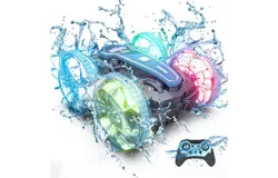 Tecnock Amphibious Remote Control Car Boat&comma;  Car with Waterproof Remote RC Stunt Car with LED Lights&comma; blue