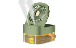 Humidifying spray fan desktop remote control timer mini chiller fan wind power mute USB fan-green