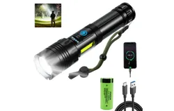 Rechargeable Flashlight XHP70 LED &comma; USB High Power Tactical Flashlights&comma; 20000 Lumen 7 Modes Zoomable Waterproof Flashlight for Hiking Camping Fishing Hunting