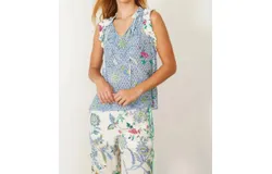 Caballero Alani Balinese Floral Top In Blue